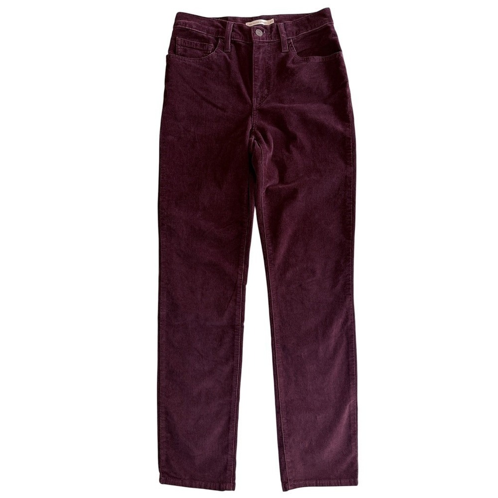Levi's 724 High Rise Straight Pants Women 28 Plum Purple Corduroy 18883-0253
